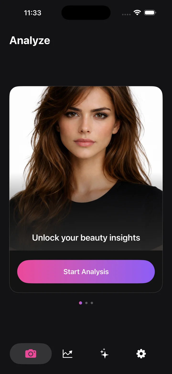 The BeautyMax Analyze screen, ready to start a face analysis